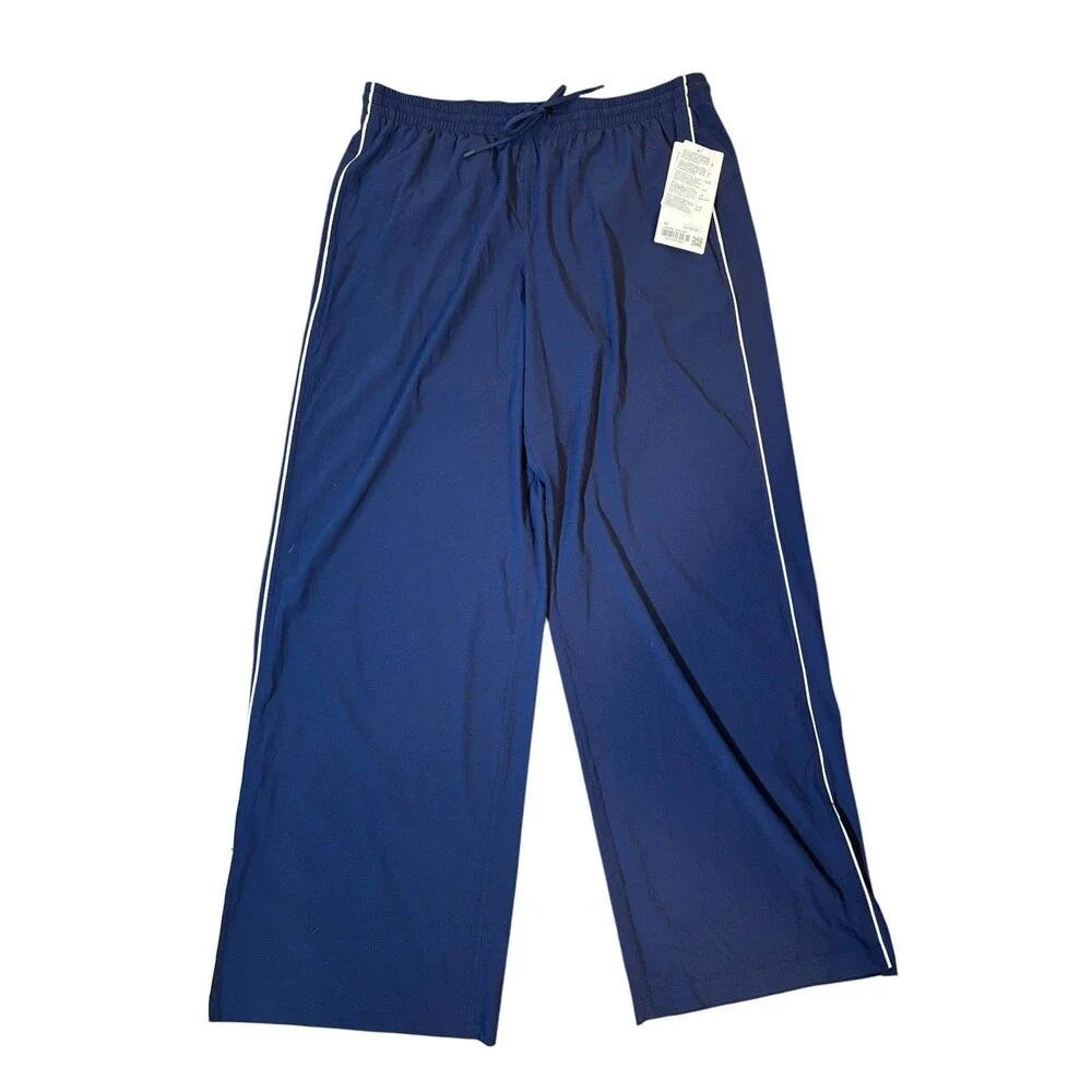 Lululemon Court Rival Wide-Leg Track Pants Size 12 NWT Club Navy White Trim